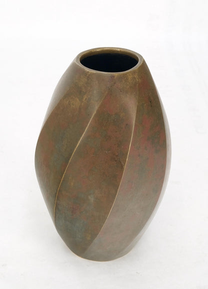 Brass Art Nouveau Style Twisted Cylinder Mid-Century Modern Vase