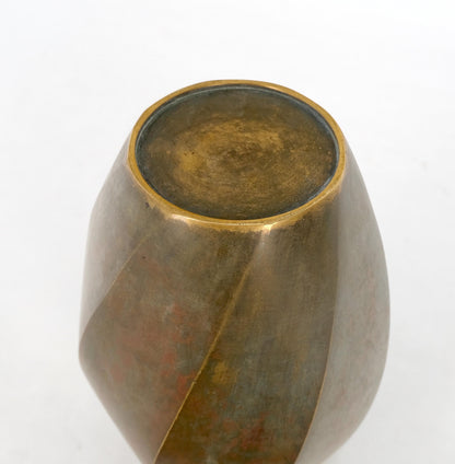 Brass Art Nouveau Style Twisted Cylinder Mid-Century Modern Vase