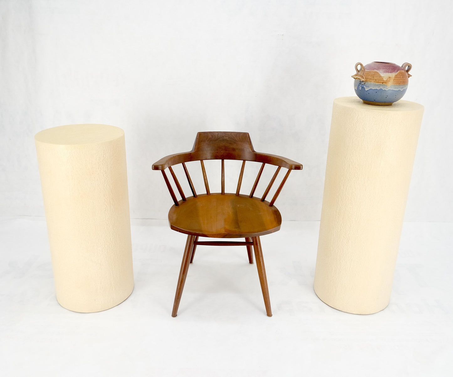 Pair Round Textured 30" & 36" Tall 14" Dia Cylinder Shape Pedestals Stands MINT!