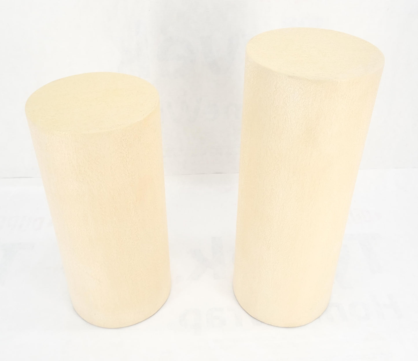 Pair Round Textured 30" & 36" Tall 14" Dia Cylinder Shape Pedestals Stands MINT!