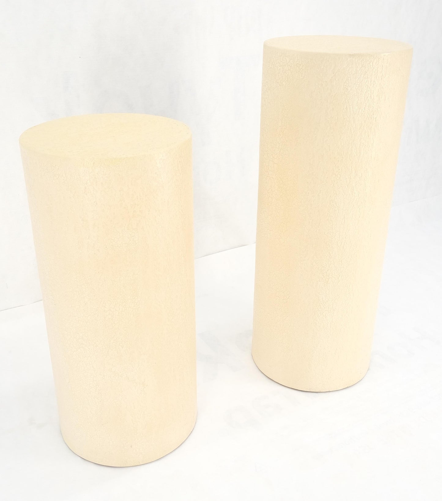 Pair Round Textured 30" & 36" Tall 14" Dia Cylinder Shape Pedestals Stands MINT!