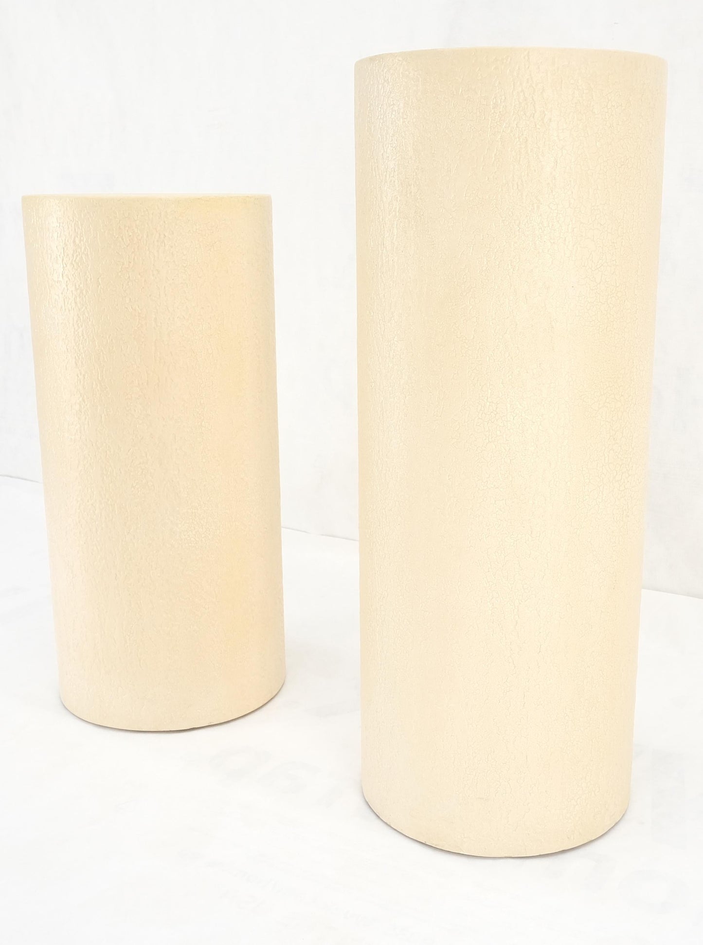 Pair Round Textured 30" & 36" Tall 14" Dia Cylinder Shape Pedestals Stands MINT!