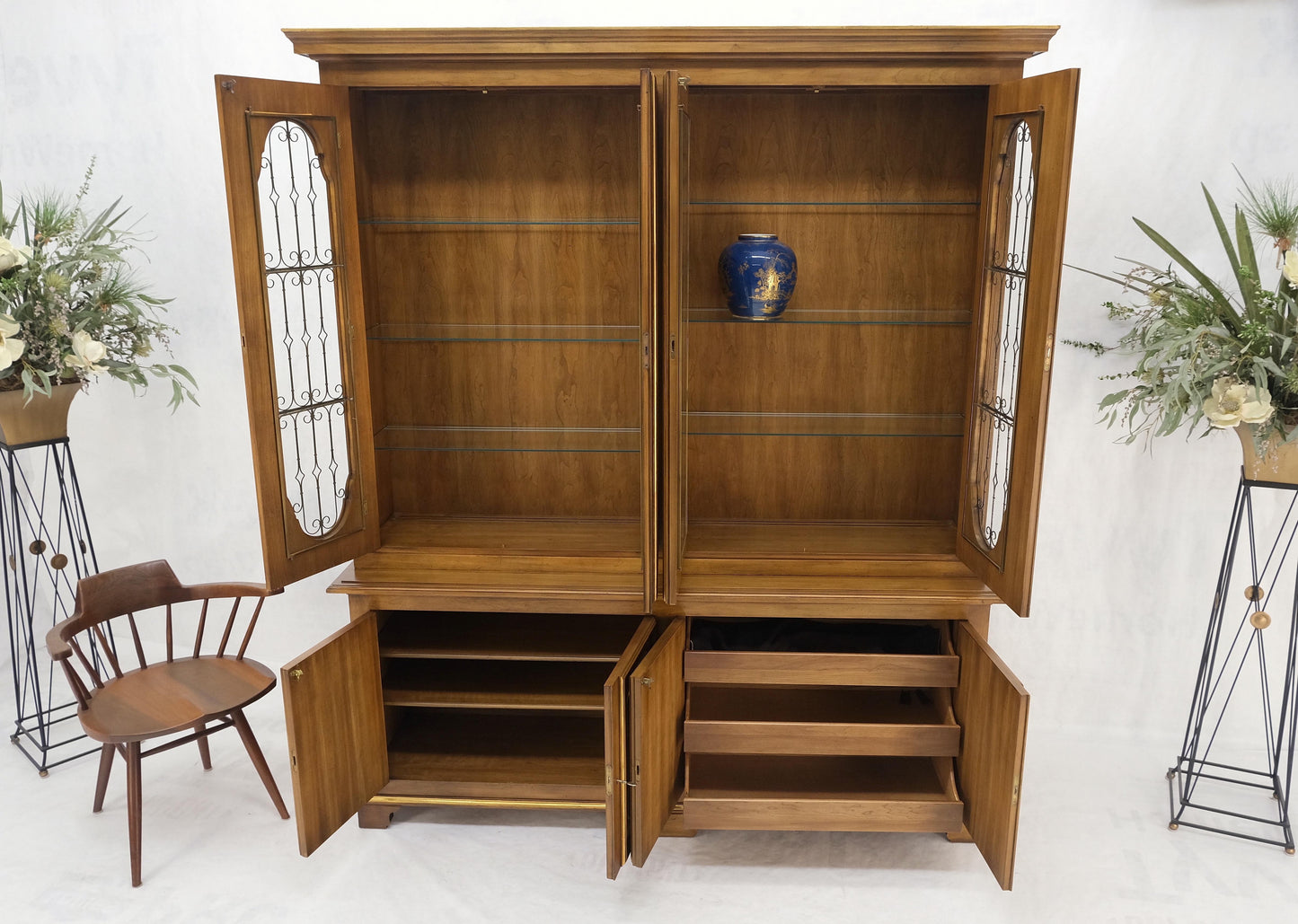 Very Fine Two Part Breakfront Sideboard Cabinet Wall Unit by John Widdicomb MINT