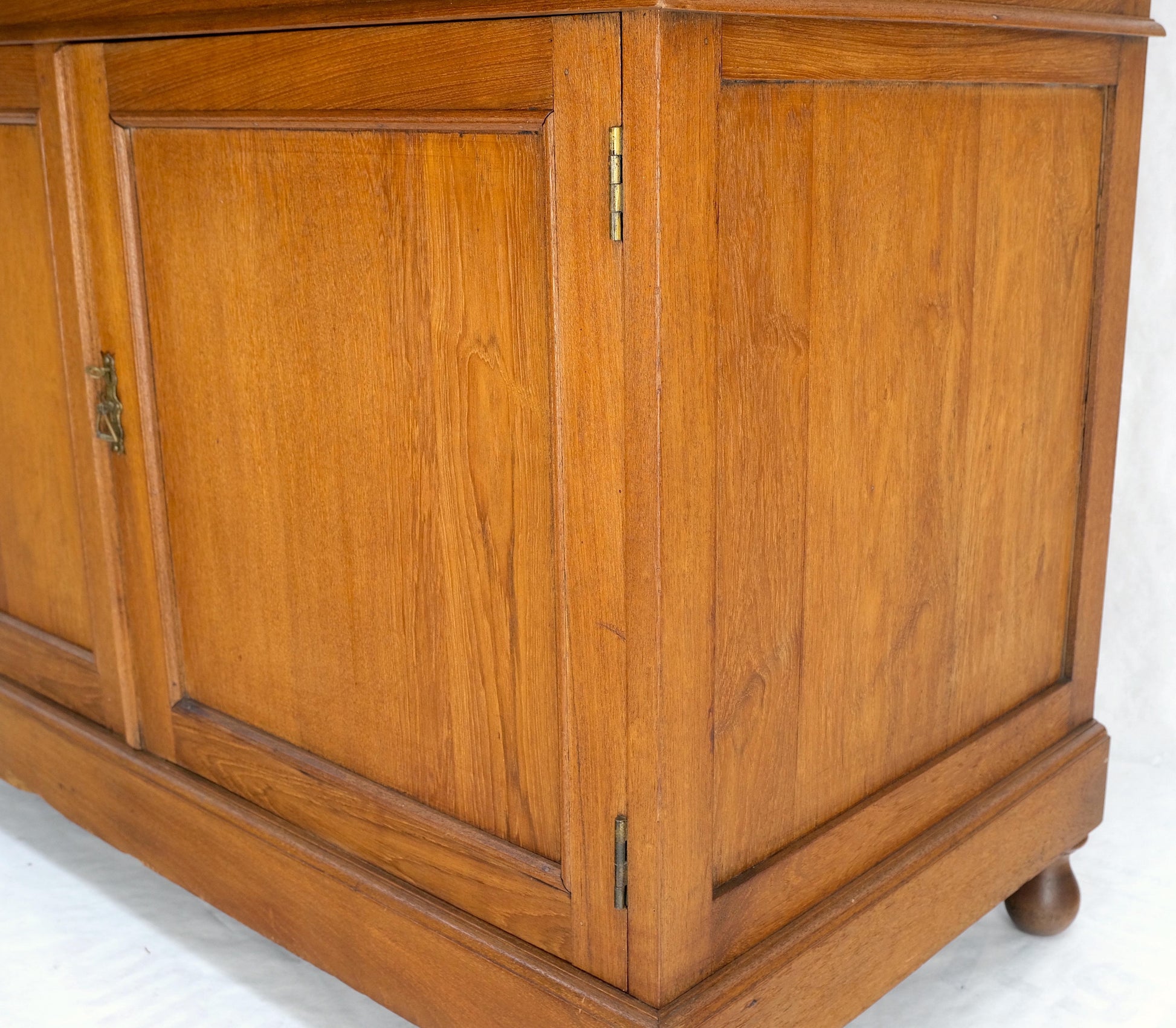 All Solid Teak Asian 1940s Carved Two Part Cupboard Hutch Breakfront Mint!