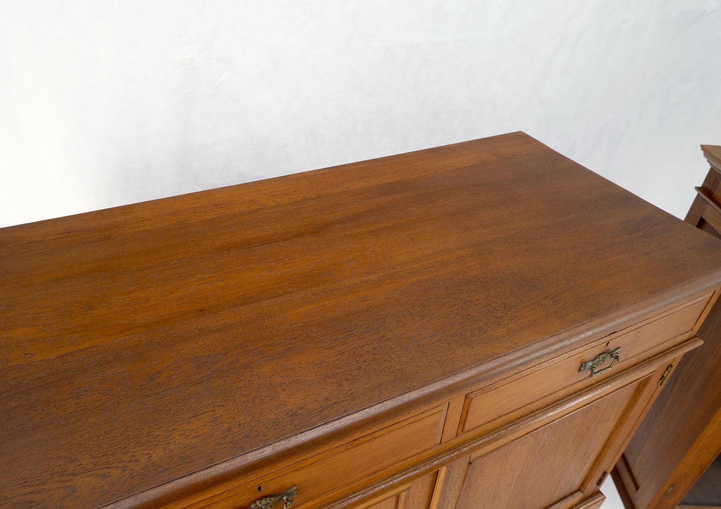 All Solid Teak Asian 1940s Carved Two Part Cupboard Hutch Breakfront Mint!