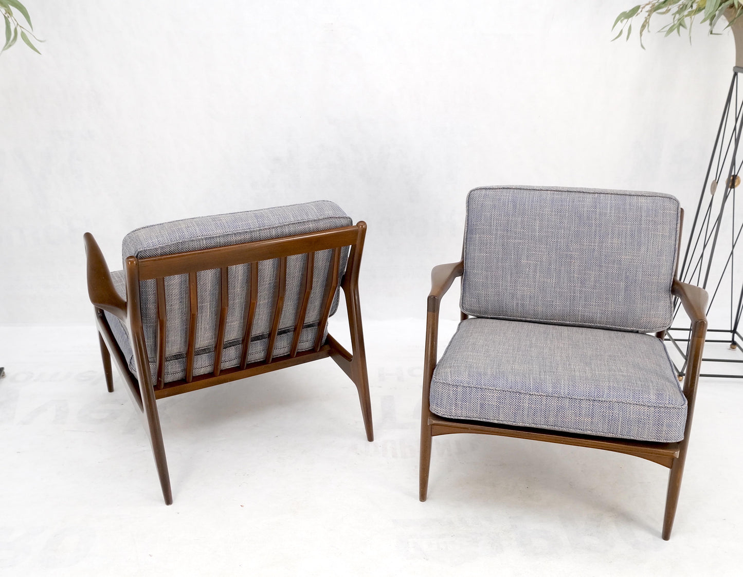 Pair Kofod Larsen Selig Danish Mid-Century Modern Lounge Chairs New Upholstery