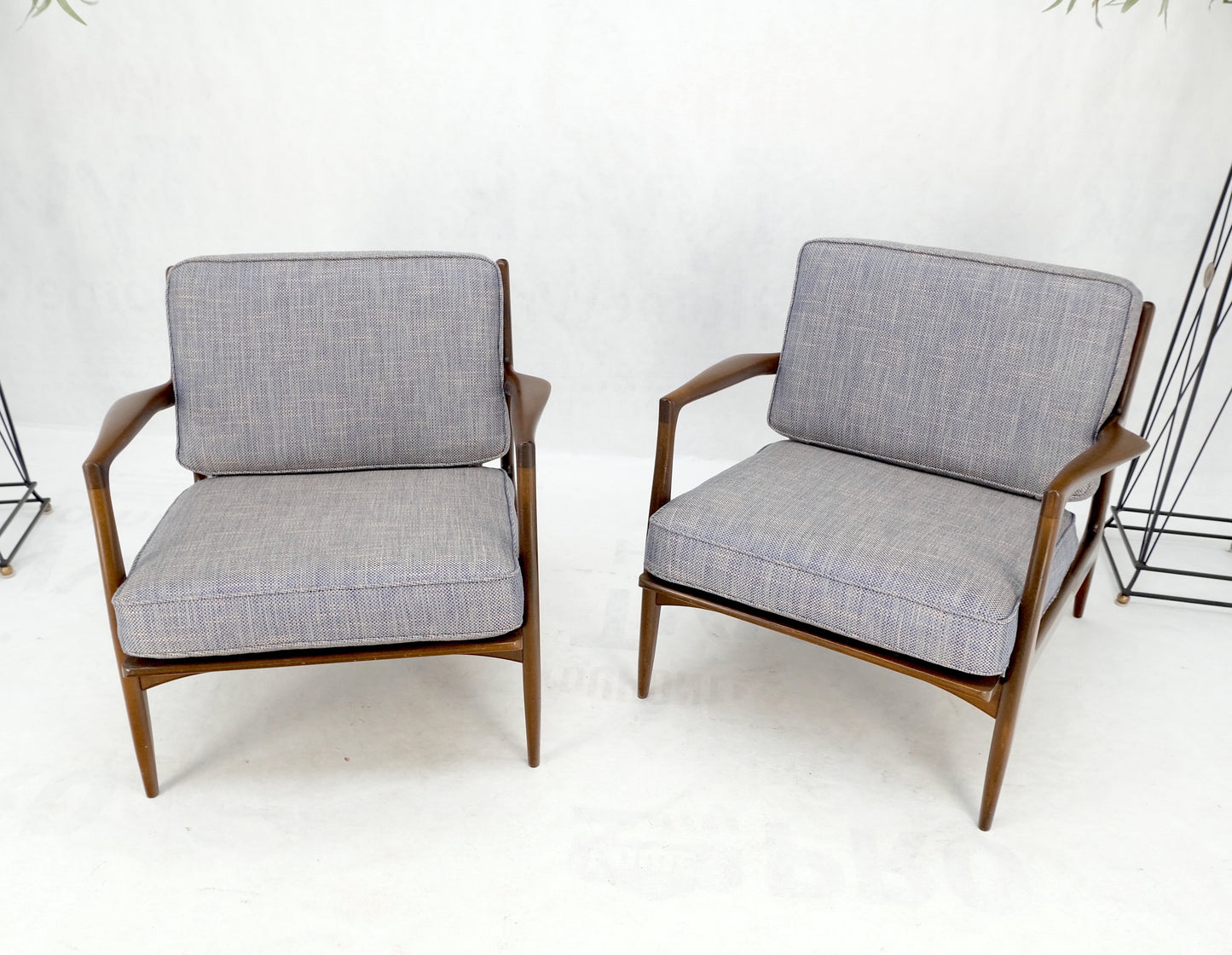 Pair Kofod Larsen Selig Danish Mid-Century Modern Lounge Chairs New Upholstery