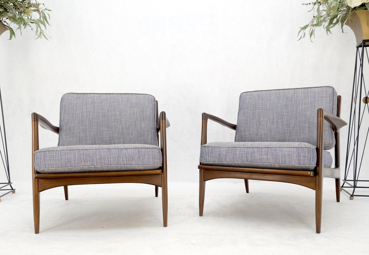 Pair Kofod Larsen Selig Danish Mid-Century Modern Lounge Chairs New Upholstery