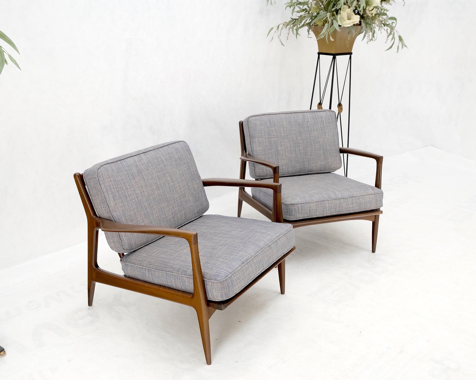 Pair Kofod Larsen Selig Danish Mid-Century Modern Lounge Chairs New Upholstery