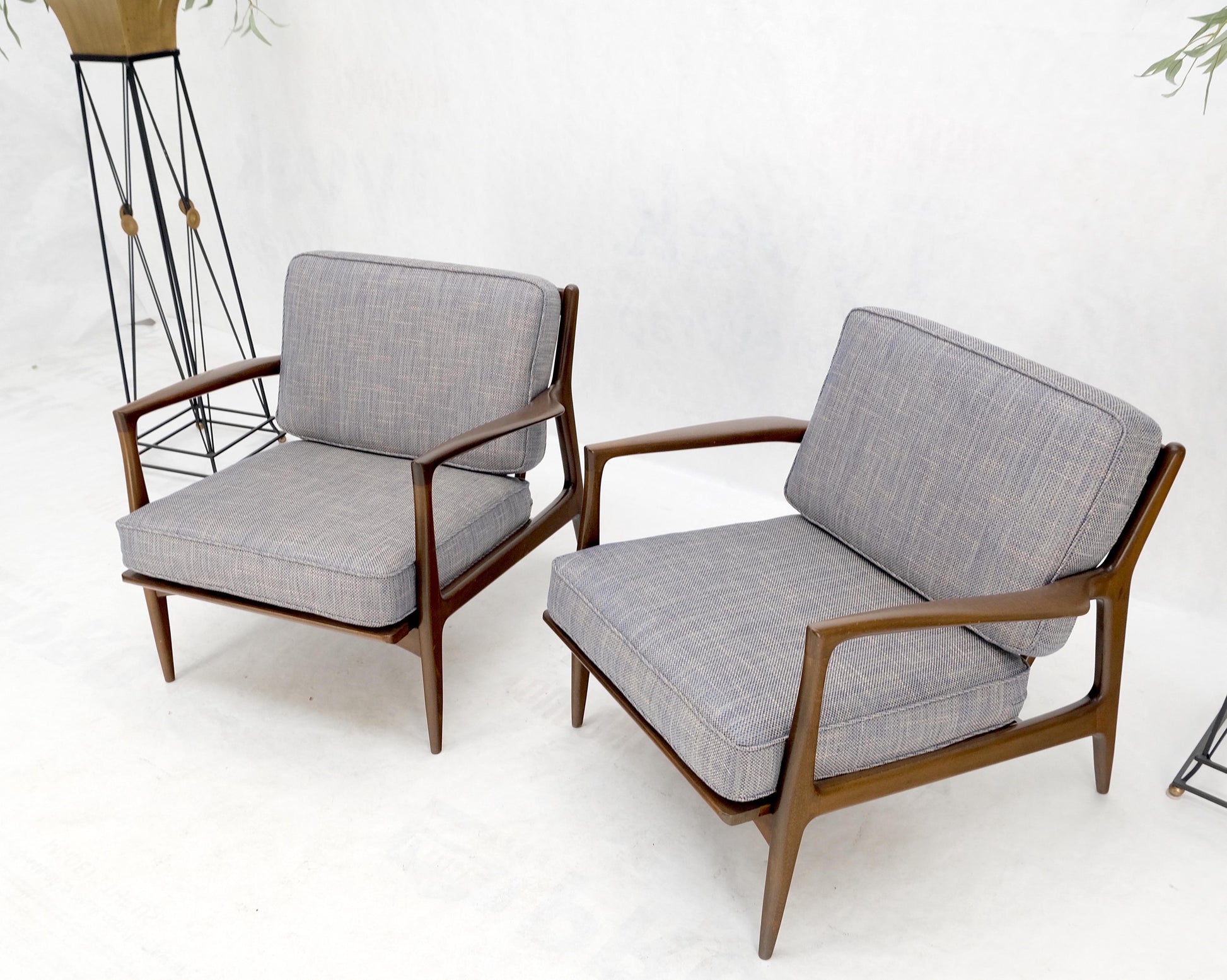 Pair Kofod Larsen Selig Danish Mid-Century Modern Lounge Chairs New Upholstery