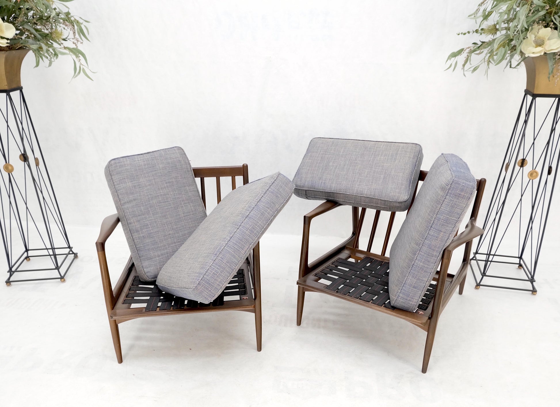 Pair Kofod Larsen Selig Danish Mid-Century Modern Lounge Chairs New Upholstery