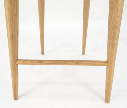 Solid White Oak Tapered Leg Carved Seat Bar Stool MINT!