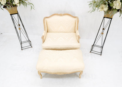 Extra Wide Country French Lounge Chair W/ Matching Ottoman Beige Upholstery Mint