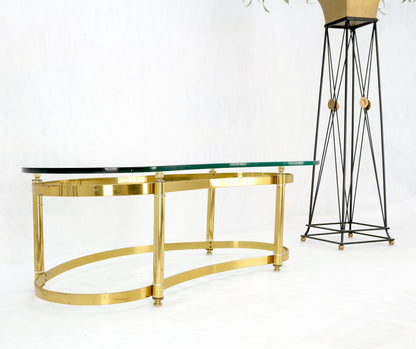 Thick Glass Kidney Shape Brass Base Mid-Century Modern Coffee Table