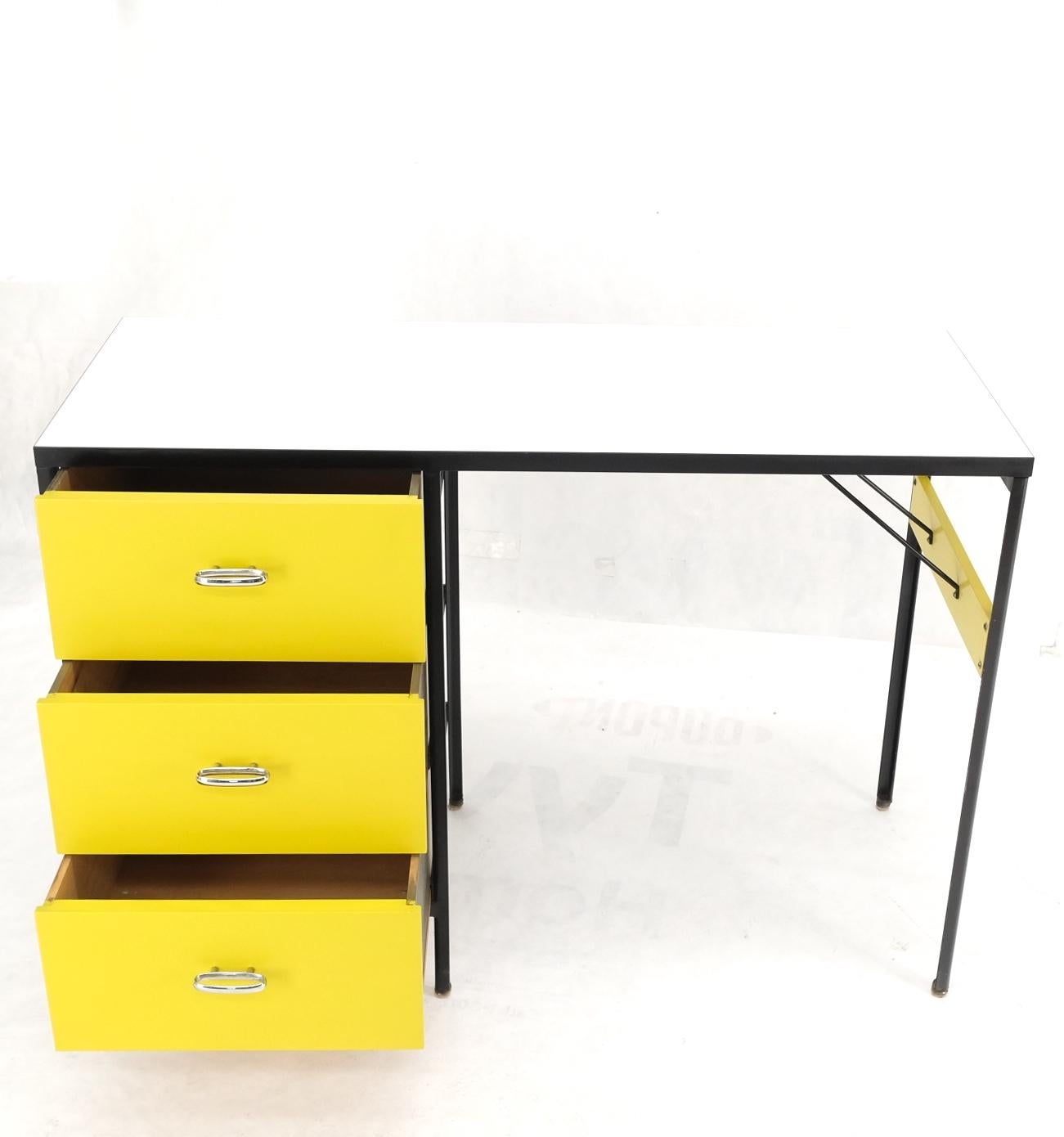 Yellow & Black Steel Frame Desk Model 4111 by George Nelson Herman Miller Mint