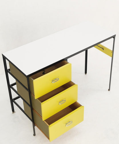 Yellow & Black Steel Frame Desk Model 4111 by George Nelson Herman Miller Mint