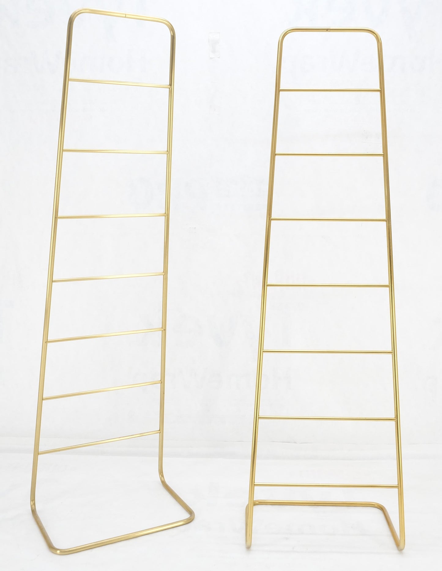 Pair of 89" Tall Brass Custom Decorative Textile Fabric Towel Racks Displays