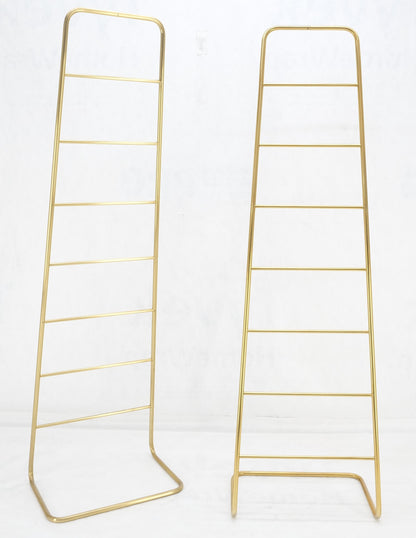 Pair of 89" Tall Brass Custom Decorative Textile Fabric Towel Racks Displays