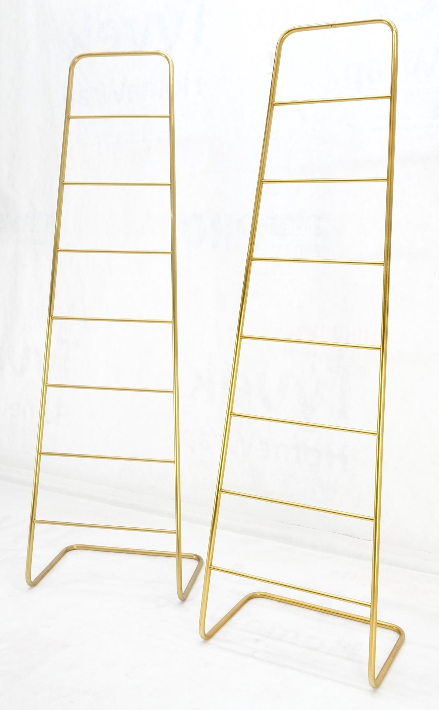 Pair of 89" Tall Brass Custom Decorative Textile Fabric Towel Racks Displays