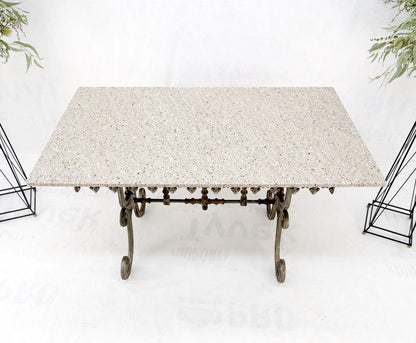 Countertop High 36"H Cast Iron Base Beige Granite Top Dinning Serving Table