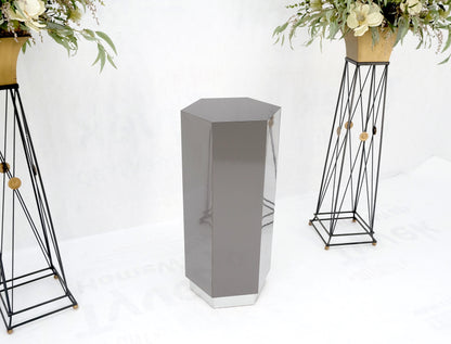 Grey Laminate Aluminum Base Hexagon Shape Mid-Century Modern Pedestal