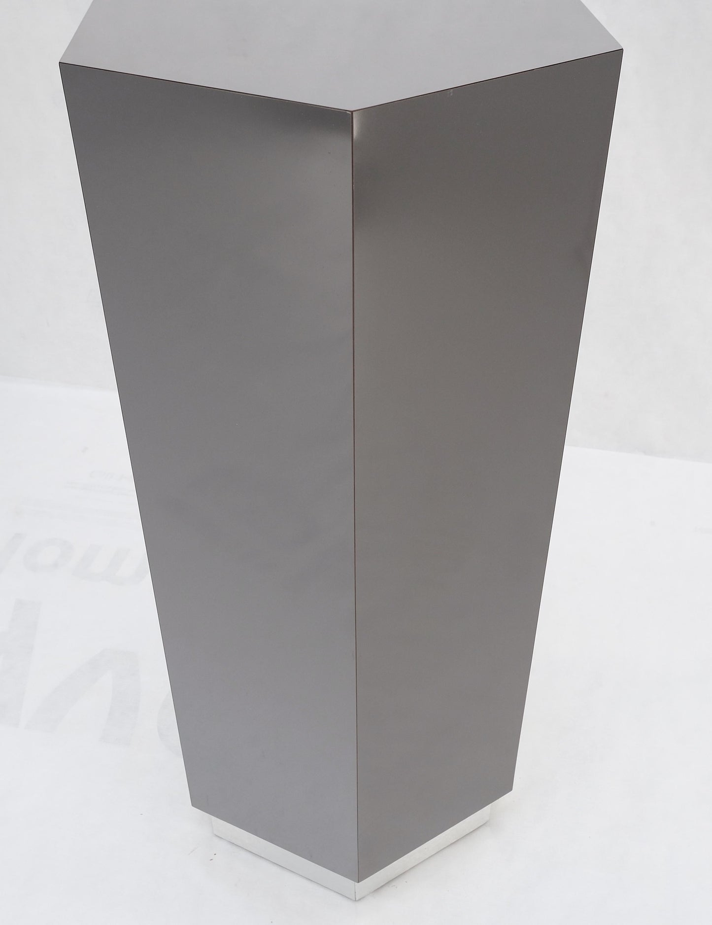 Grey Laminate Aluminum Base Hexagon Shape Mid-Century Modern Pedestal