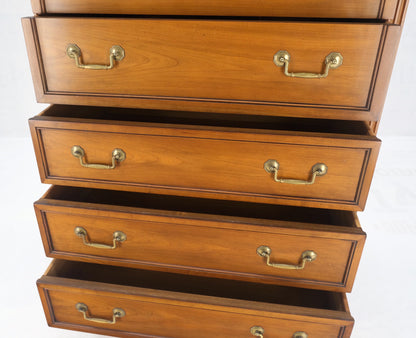 Kindel 7 Drawers Fruitwood Heavy Brass Drop Pulls High Chest Tall Dresser Mint!