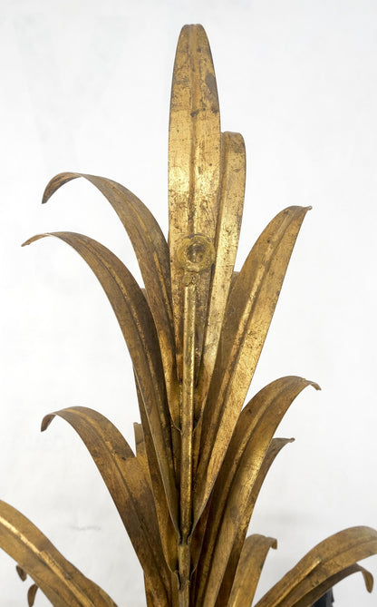 9 "Candles" Light Gilt Metal Sheaf of Leaves Motive Italian Wall Sconce MINT!