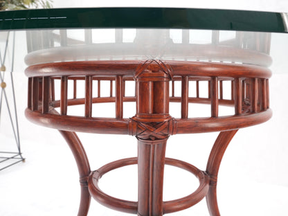 Large Round Bamboo Glass Top MCM Dining Dinette Table by McGuire MINT!