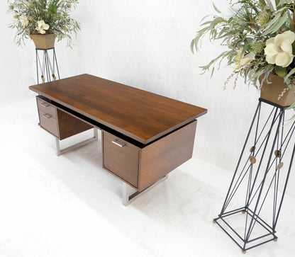 Solid Walnut Mid-Century Modern Floating Top All Restored Desk Table Mint!