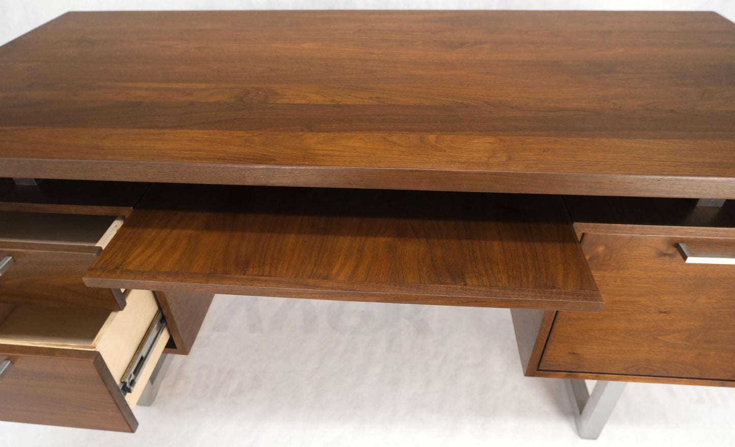 Solid Walnut Mid-Century Modern Floating Top All Restored Desk Table Mint!