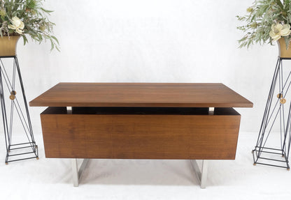 Solid Walnut Mid-Century Modern Floating Top All Restored Desk Table Mint!