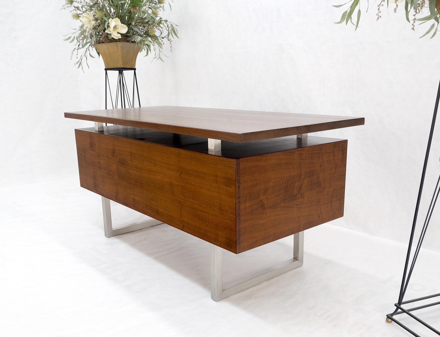 Solid Walnut Mid-Century Modern Floating Top All Restored Desk Table Mint!