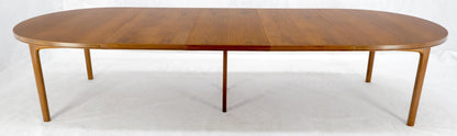 Dux of Sweden Oval Walnut Danish Dining Table w/ 3Leaves Total 135" in Length