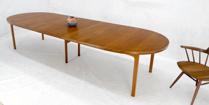 Dux of Sweden Oval Walnut Danish Dining Table w/ 3Leaves Total 135" in Length