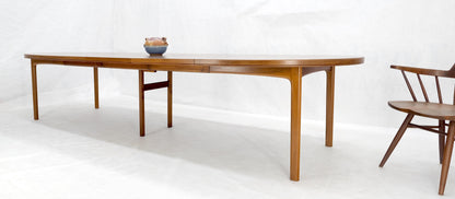 Dux of Sweden Oval Walnut Danish Dining Table w/ 3Leaves Total 135" in Length