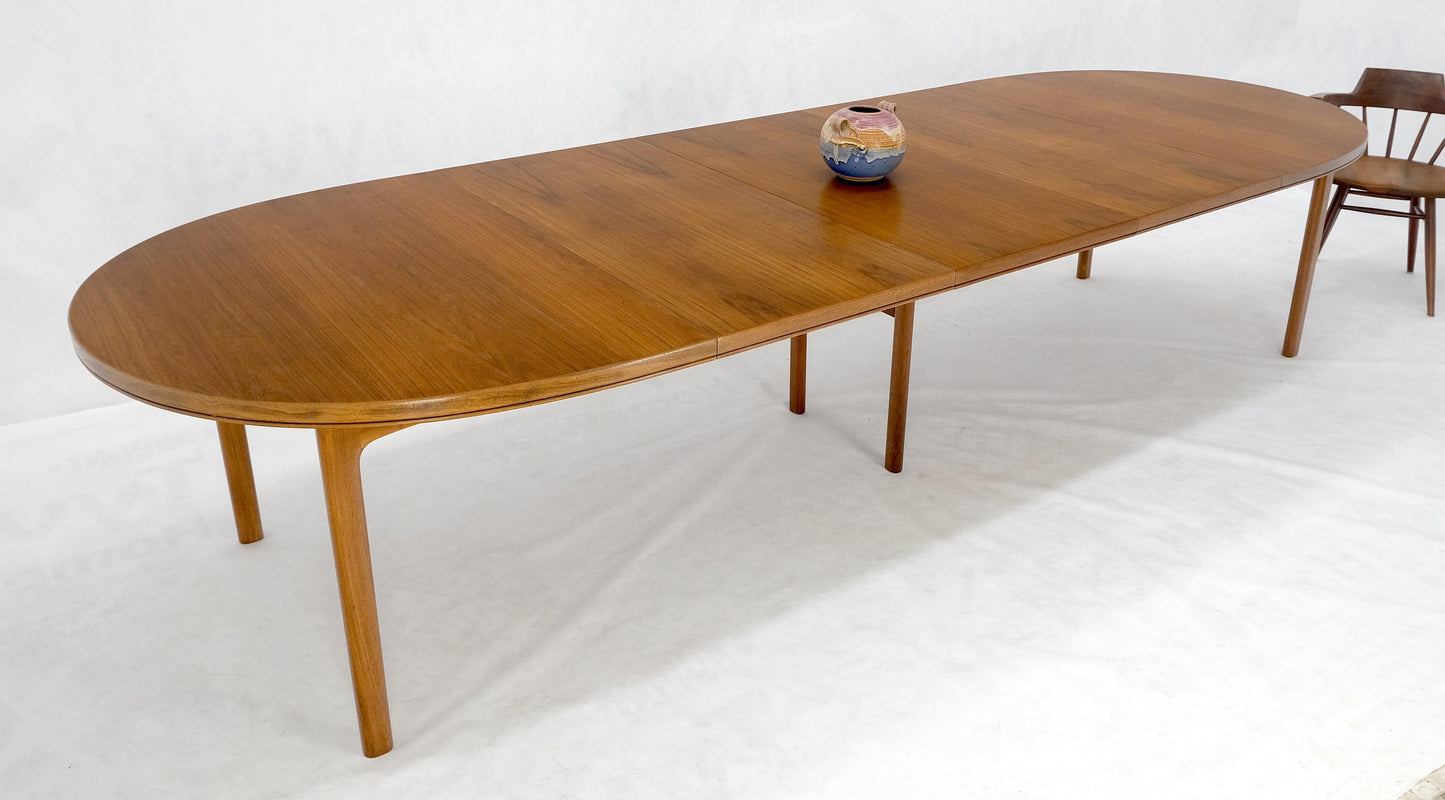 Dux of Sweden Oval Walnut Danish Dining Table w/ 3Leaves Total 135" in Length