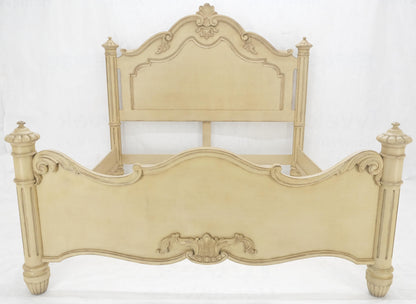 White Wash Pickled Finish Carved Spanish Colonial King Size Bed Headboard MINT