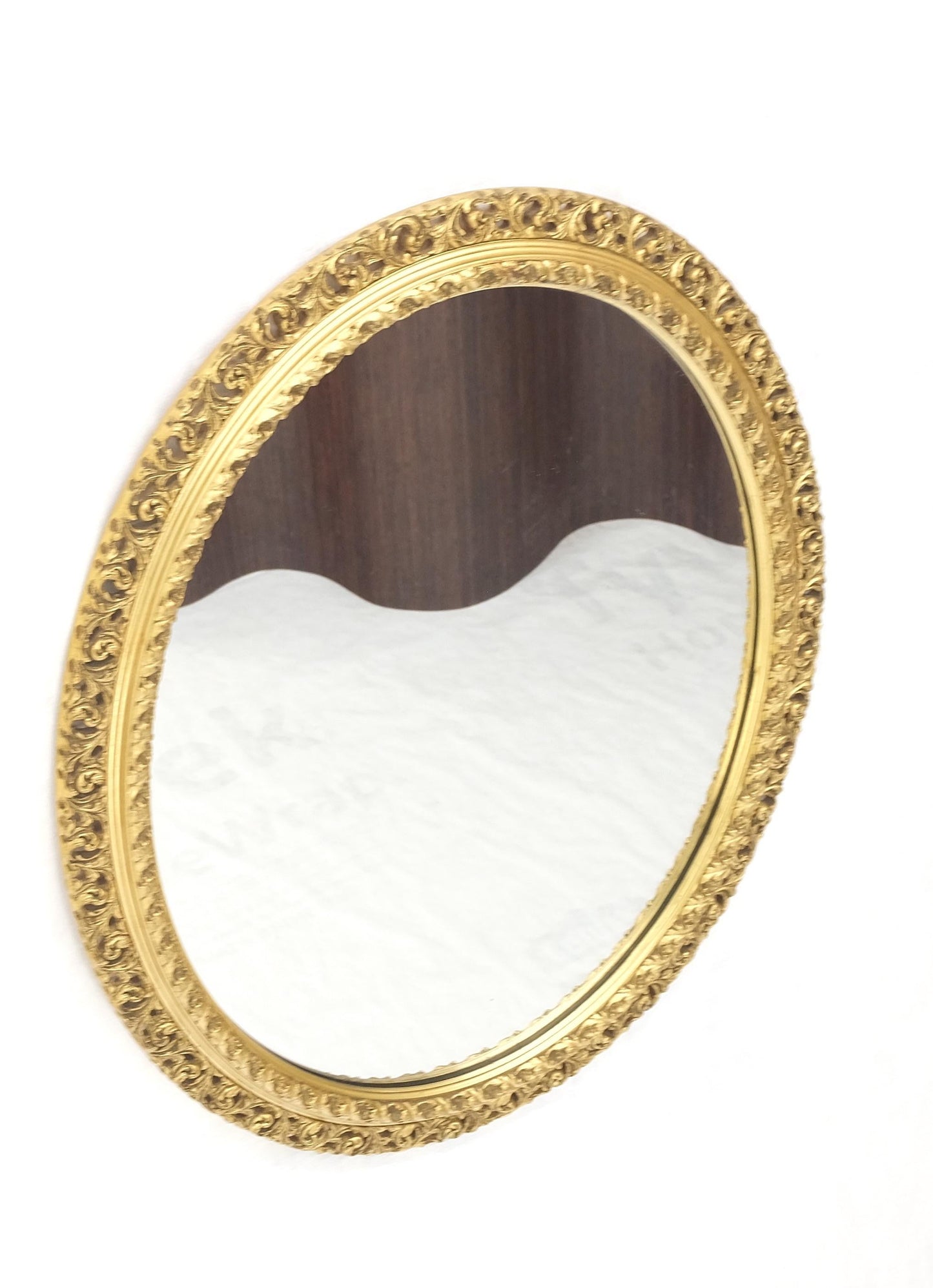 Oval Gesso & Carved Wood Gold Gilt Frame Wall Mirror Mint!