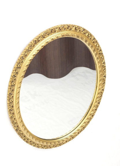 Oval Gesso & Carved Wood Gold Gilt Frame Wall Mirror Mint!