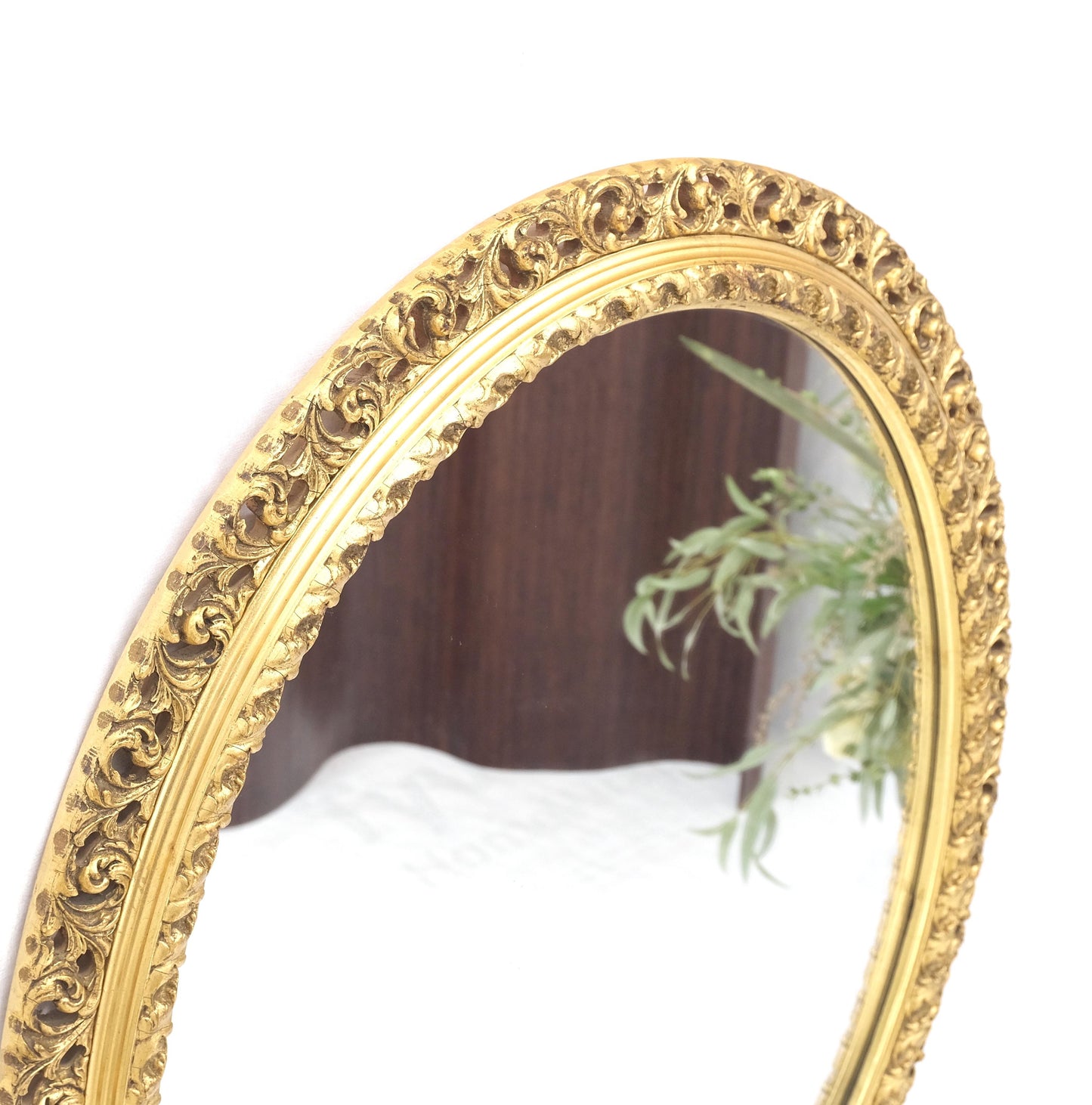 Oval Gesso & Carved Wood Gold Gilt Frame Wall Mirror Mint!