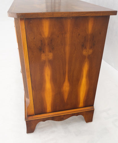 Yew Wood Long 9 Drawers Long Pencil Inlaid Dresser Credenza Brass Drops MINT!