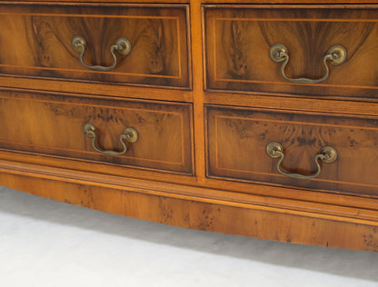 Yew Wood Long 9 Drawers Long Pencil Inlaid Dresser Credenza Brass Drops MINT!