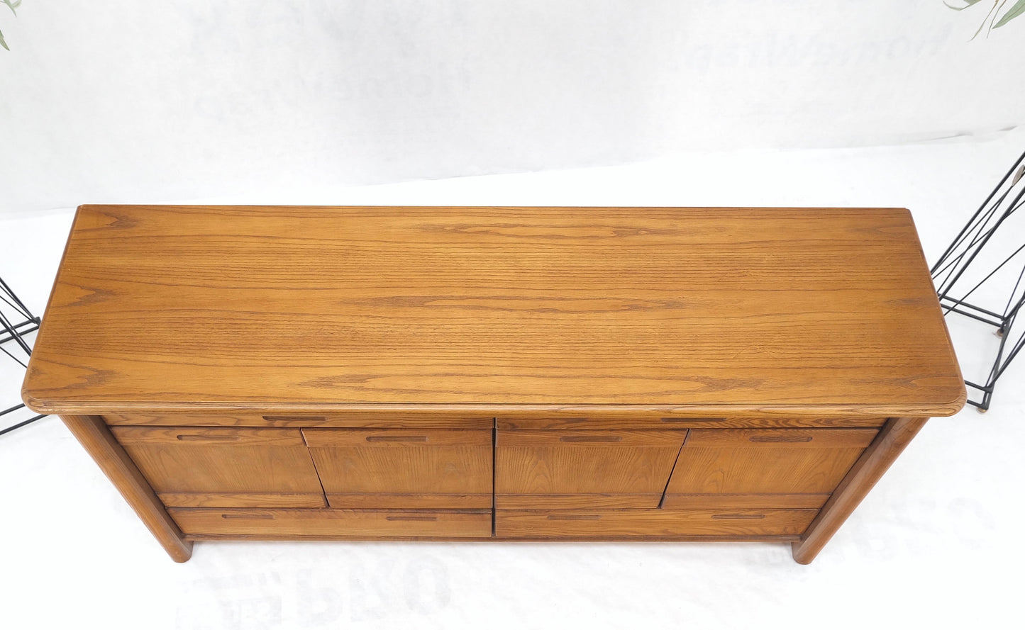 Solid Oak Mid-Century Modern Credenza Server Two Door Compartments Cabinet Mint!