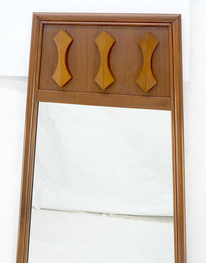 Pair of Mid Century Modern Walnut Pyramid Shape Walnut Wall Mirrors MINT!