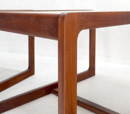 Pair of Mid Century Modern Solid Oil Walnut c1970s Brass Tops Side End Tables