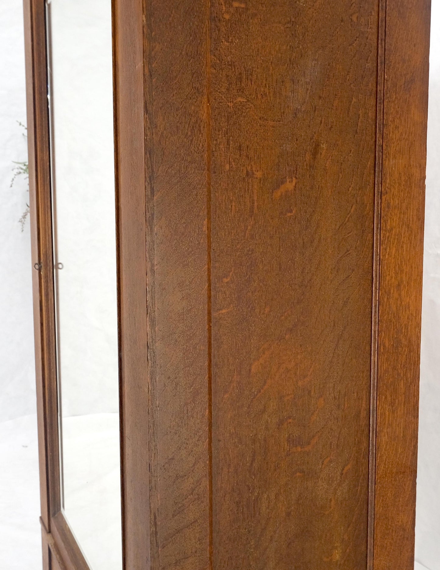 Solid Oak Massive Arts & Crafts One Door Armoire Wardrobe Large Beveled Mirror