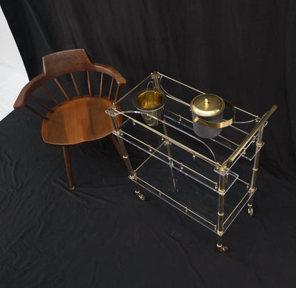 Mid-Century Modern Lucite & Gold Gilt Metal Serving Tray Cart Ice Bucket Mint!