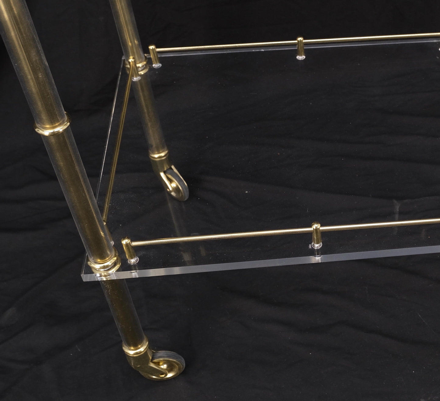 Mid-Century Modern Lucite & Gold Gilt Metal Serving Tray Cart Ice Bucket Mint!