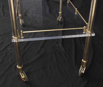 Mid-Century Modern Lucite & Gold Gilt Metal Serving Tray Cart Ice Bucket Mint!